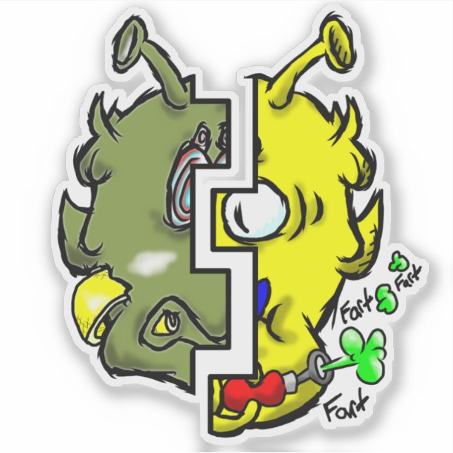 Zippy Trippy Alien Dazs 2-Face Yello/Gre Sticker (Front)