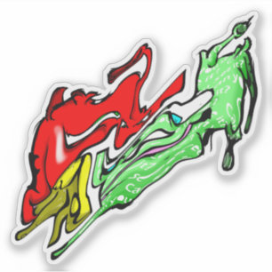 Zippy Trippy Alien Dazs slime Face Gre/Re Sticker