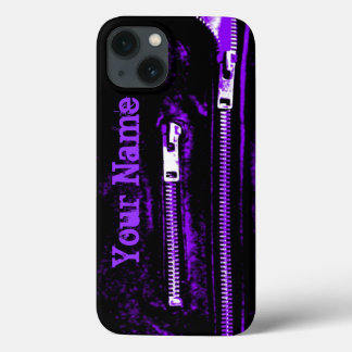 Zips Purple print Name iPhone case