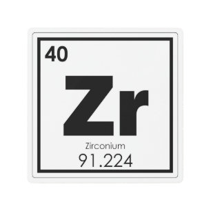 Zirconium chemical element symbol chemistry formul metal print