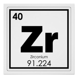 Zirconium chemical element symbol chemistry formul poster