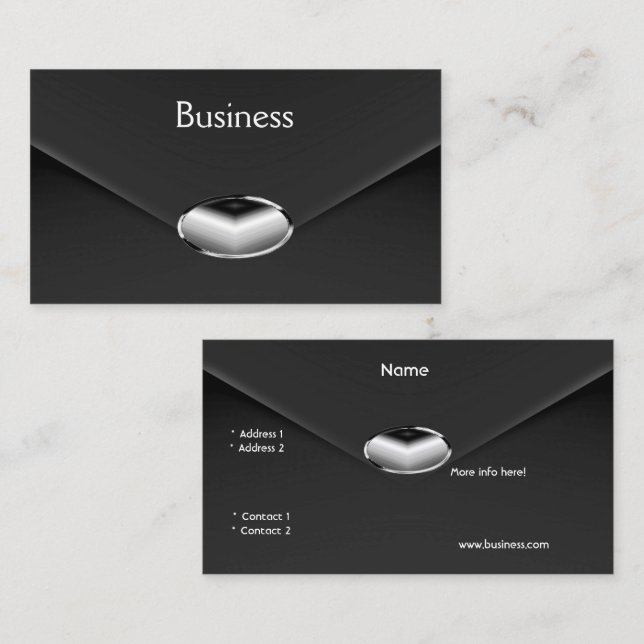 Zizzago Black faux Velvet Envelope style Business Card (Front/Back)