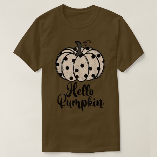 Zj4w Hello Pumpkin White Pumpkin Autumn Fall Thank T-Shirt (Design Front)