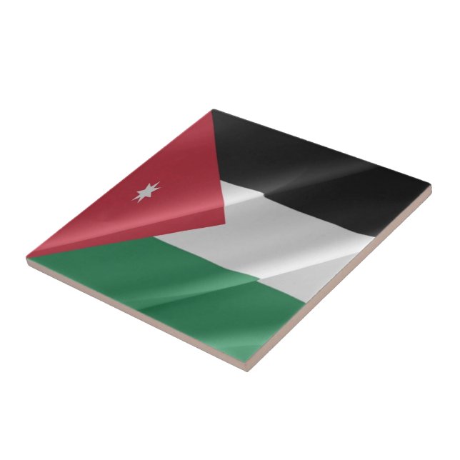 zJO002 Jordanian waving FLAG Jordan, Ceramic Tile (Side)