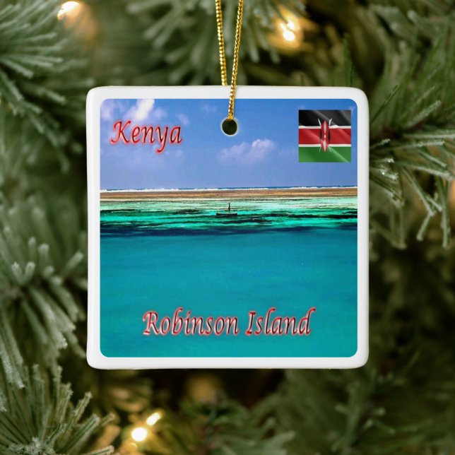 zKE021 KENYA, Robinson Island, Africa, Ceramic Ornament (Tree)