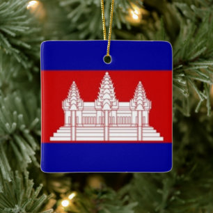 zKH001 Cambodian FLAG Cambodia, Ceramic Ornament