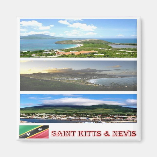 zKN003 SAINT KITTS NEVIS, Mosaic, America, Fridge Magnet (Front)