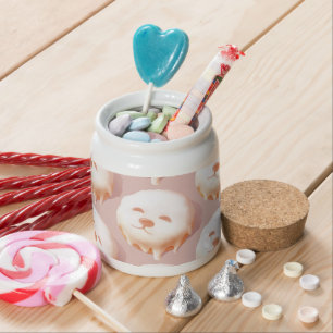 ZKOZKOHI Zazzle Data: Smile Pup Donut (Pattern) Candy Jar