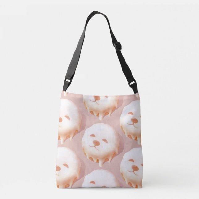 ZKOZKOHI Zazzle Data: Smile Pup Donut (Pattern) Crossbody Bag (Back)