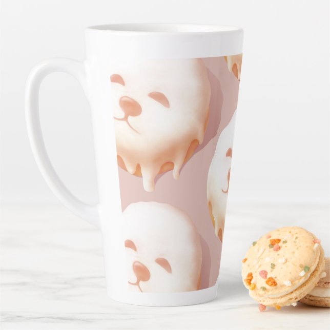 ZKOZKOHI Zazzle Data: Smile Pup Donut (Pattern) Latte Mug (In Situ)