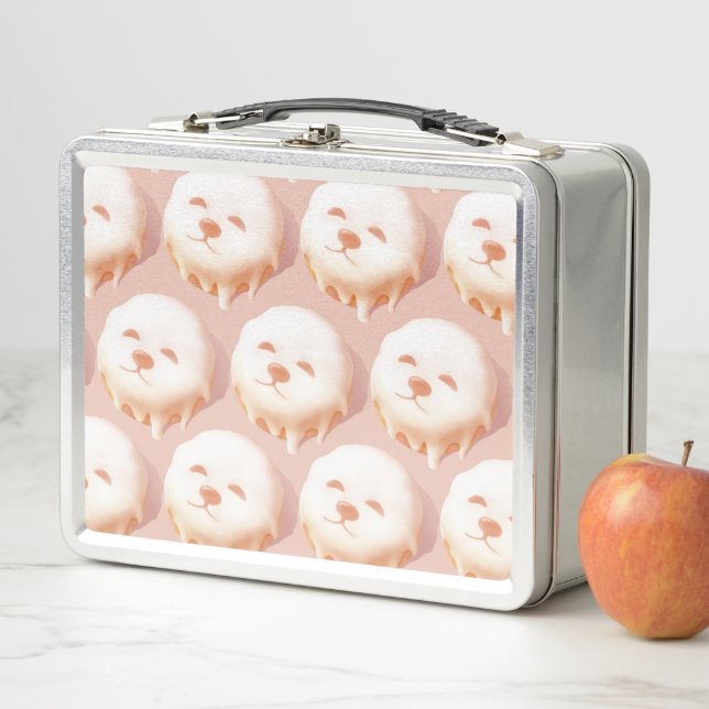 ZKOZKOHI Zazzle Data: Smile Pup Donut (Pattern) Metal Lunch Box (In Situ)