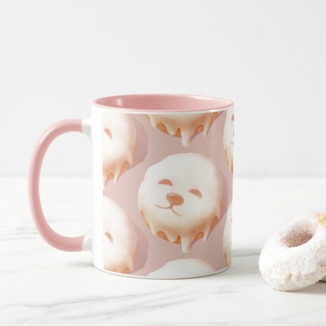 ZKOZKOHI Zazzle Data: Smile Pup Donut (Pattern) Mug (With Donut)