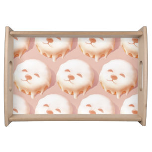 ZKOZKOHI Zazzle Data: Smile Pup Donut (Pattern) Serving Tray