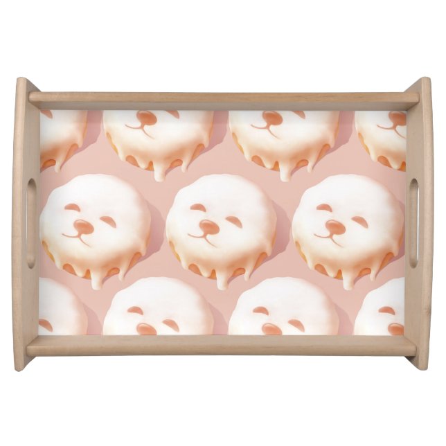 ZKOZKOHI Zazzle Data: Smile Pup Donut (Pattern) Serving Tray (Front)