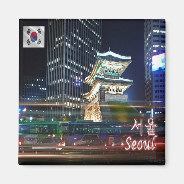 zKR007 NAMDAEMUN at night SEOUL, South Korea,  Magnet (Front)