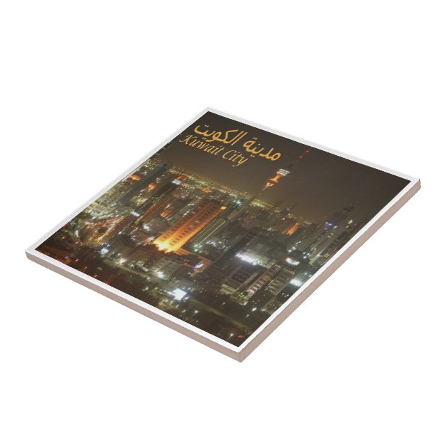 zKW006 AL KUWAIT, city by night, Asia, Ceramic Tile (Side)
