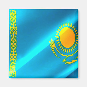 zKZ002 Kazakh waving FLAG Kazakhstan, Fridge Magnet