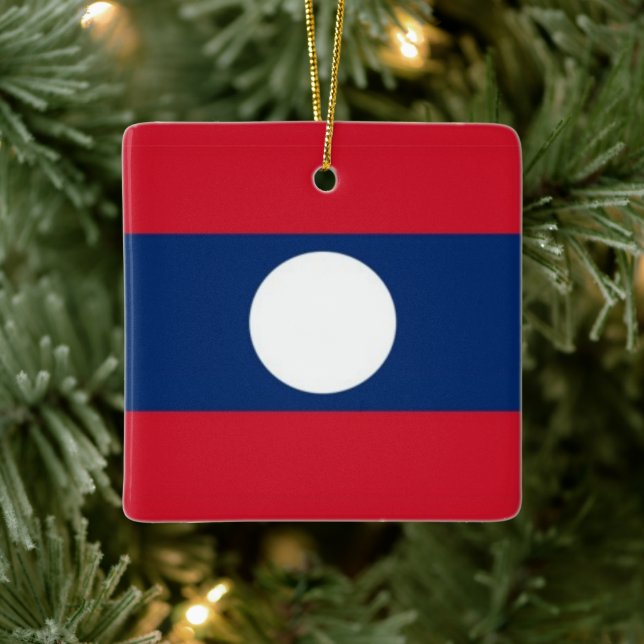 zLA001 FLAG LAOS, Ceramic Ornament (Tree)