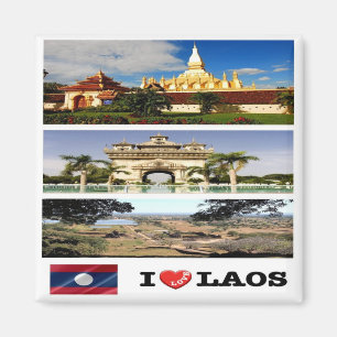zLA011 i love LAOS collage, Asia, Fridge Magnet