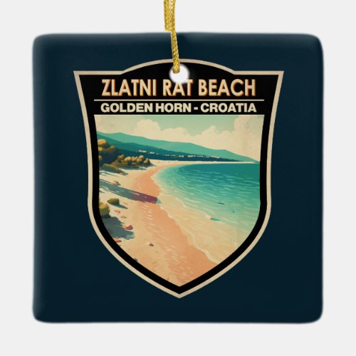 Zlatni Rat Beach Croatia Travel Art Vintage Ceramic Ornament