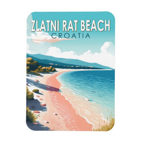 Zlatni Rat Beach Croatia Travel Art Vintage Magnet