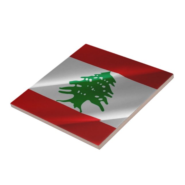 zLB002 waving Lebanese FLAG Lebanon, Ceramic Tile (Side)