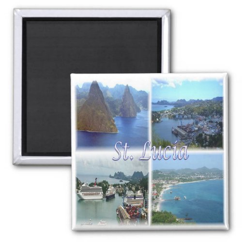 zLC003 SAINT LUCIA Mosaic America Fridge Magnet