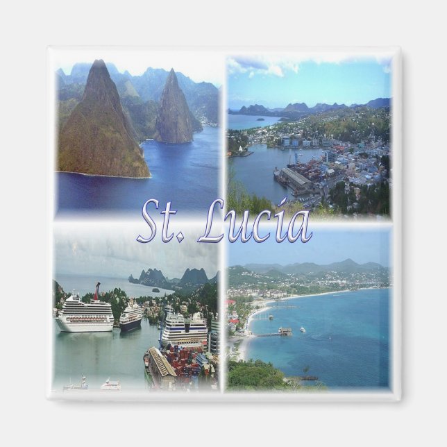 zLC003 SAINT LUCIA, Mosaic, America, Fridge Magnet (Front)
