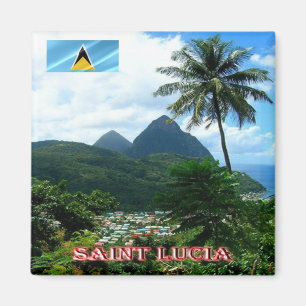 zLC012 SAINT LUCIA, Panorama, America, Fridge Magnet