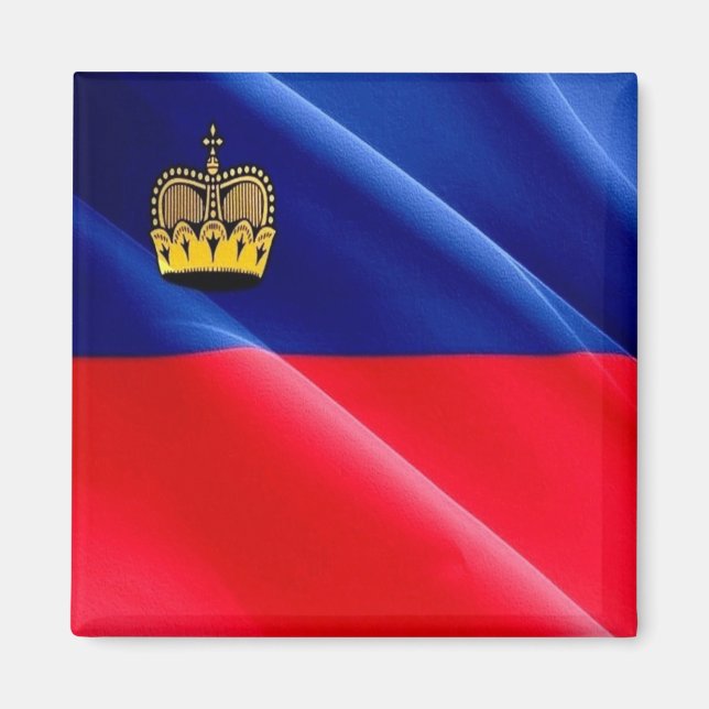 zLI002 LIECHTENSTEIN  waving FLAG, Fridge Magnet (Front)