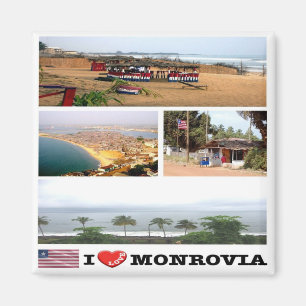 zLR008 MONROVIA I Love, Mosaic, Liberia, Fridge Magnet