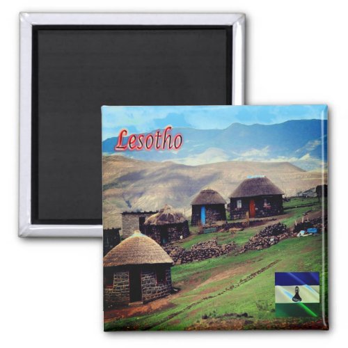 zLS012 LESOTHO Mountain Village Africa Fridge Magnet