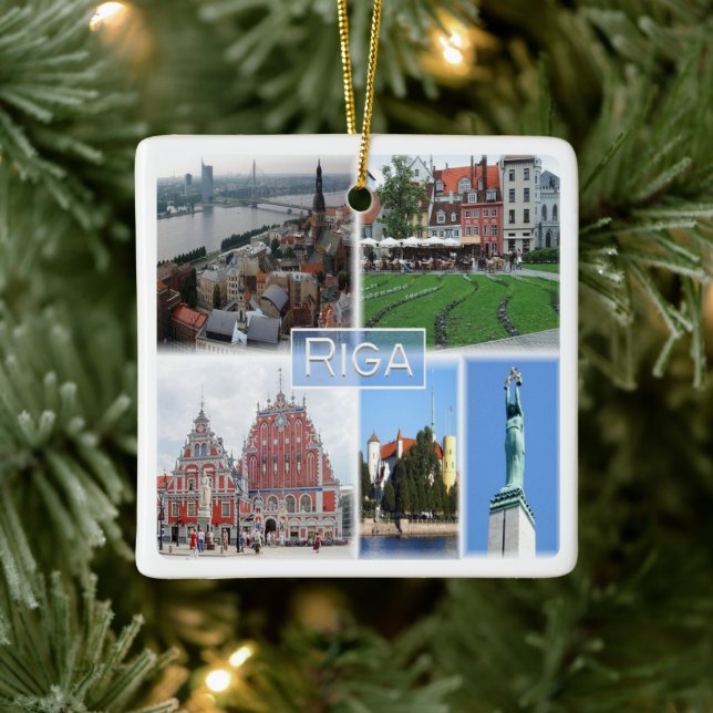 zLV003 RIGA, Latvijas, Republika Latvia, Ceramic Ornament (Tree)