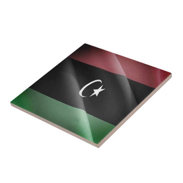 zLY002 LIBYA, Waving Flag Lebanese, Africa, Ceramic Tile (Side)