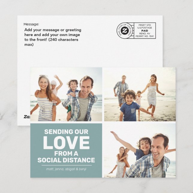 zMail Sending Love Photo Collage Postcard (Front/Back)