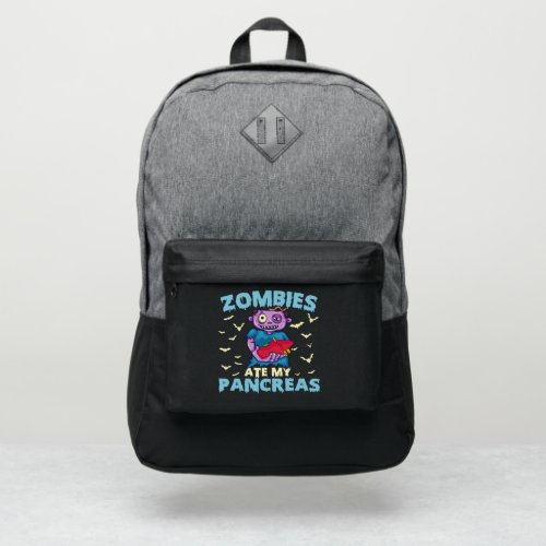 Zmbies Ate my Pancreas Funny Halloween Diabetes Port Authority Backpack