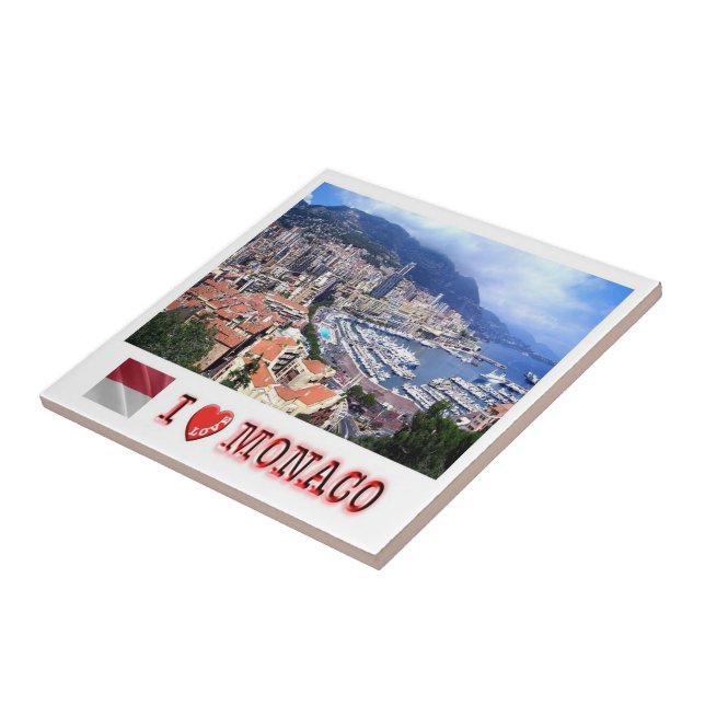 zMC007 PRINCIPALITY OF MONACO, I Love, Ceramic Tile (Side)