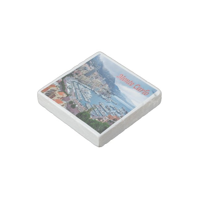 zMC018 MONTE CARLO Panorama, Monaco, Stone Magnet (Angled)