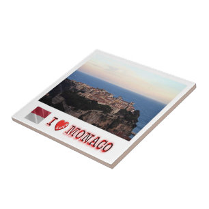 zMC024 VILLE MONACO wiew and "I LOVE", Ceramic Tile