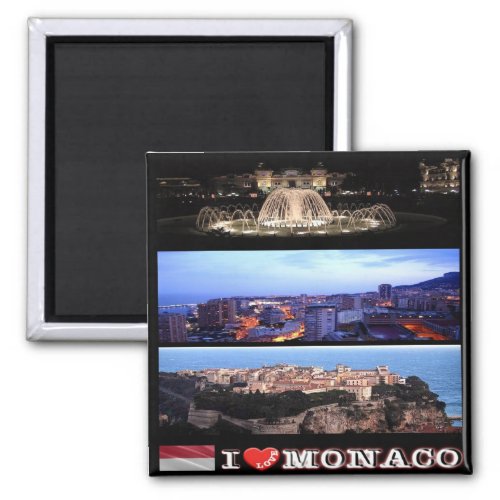 zMC032 MONACO collage I Love Fridge Magnet