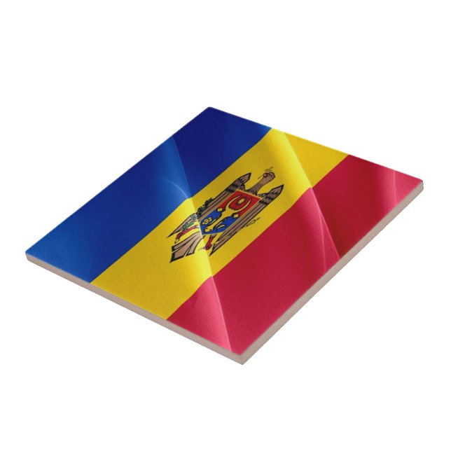 zMD002  FLAG waving MOLDAVA, Ceramic Tile (Side)
