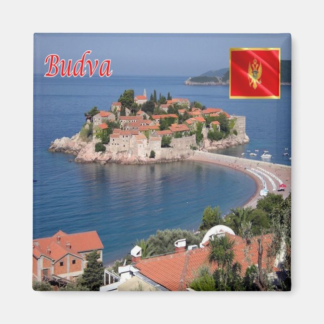 zME019 BUDVA SVETI STEFAN, Montenegro, Fridge Magnet (Front)
