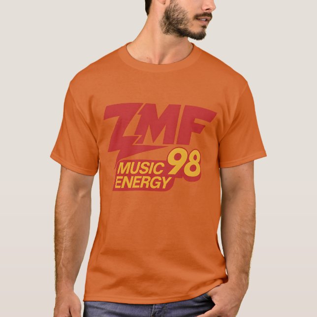 ZMF 98 Music Energy T-Shirt – Bold Retro Radio Pow (Front)