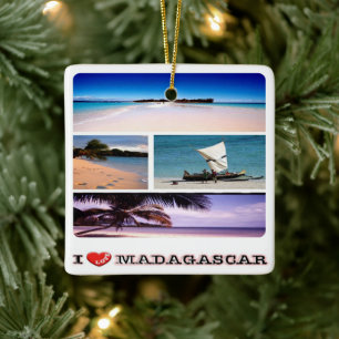 zMG012 MADAGASCAR I Love, Mosaic, Africa, Ceramic Ornament