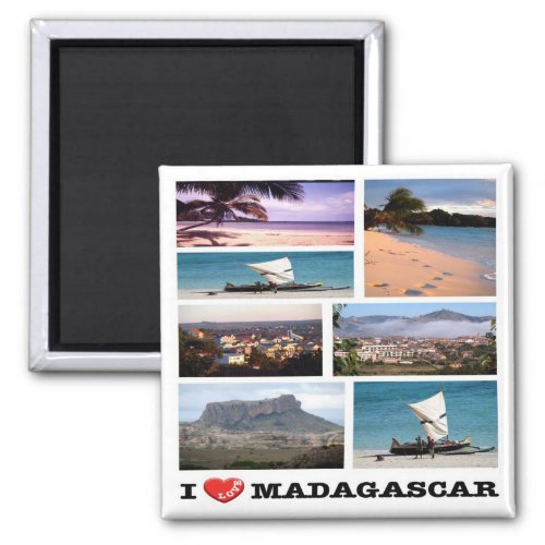 zMG013 MADAGASCAR I Love Mosaic Africa Fridge Magnet