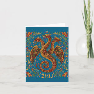 Zmij Slavic Dragon Myth Pagan Folk Serpent Art Card