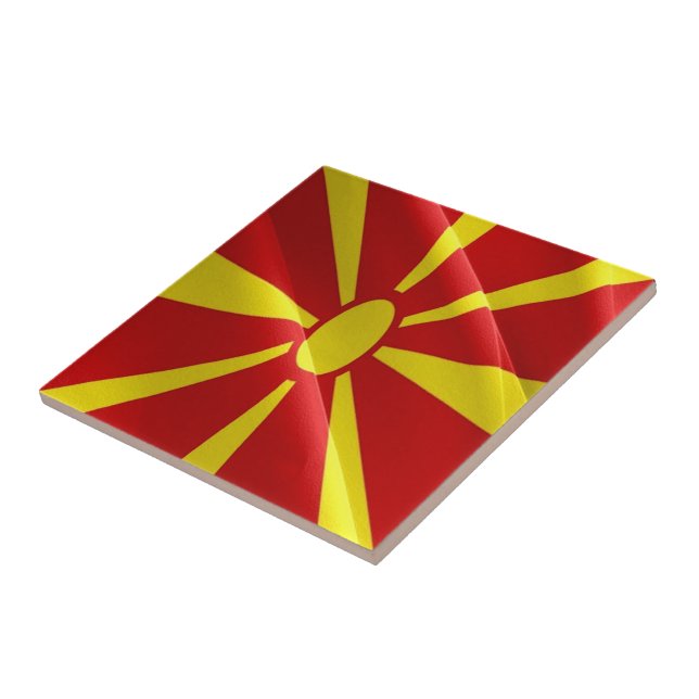 zMK002 NORTH MACEDONIAN waving FLAG Macedonia,  Ceramic Tile (Side)