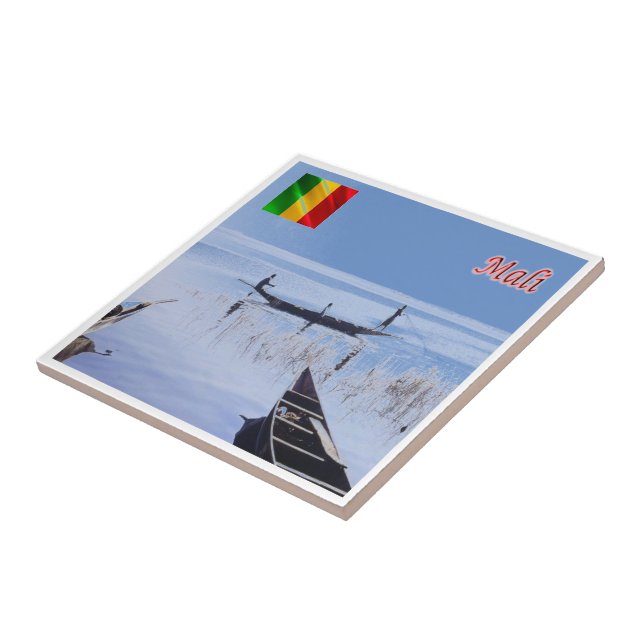 zML009 MALI, Sélingué Lake, Africa, Ceramic Tile (Side)