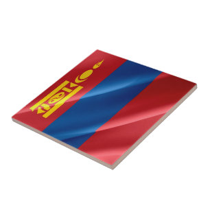 zMN002 waving Mongolian FLAG Mongolia, Ceramic Tile
