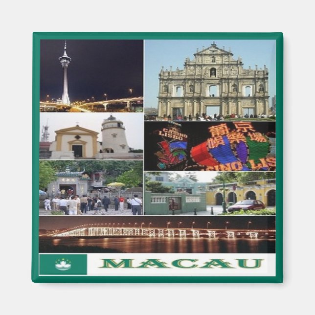 zMO003 Macau or Macao collage , Asia, Fridge Magnet (Front)
